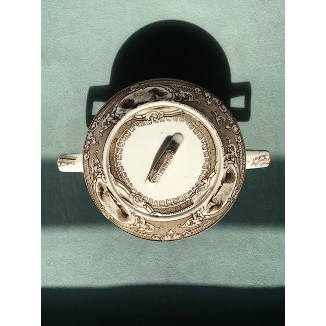 Early 20th Century Castle Scene Brown Transfer-Ware Sugar Canister For Sale - Image 11 of 13