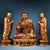 This exceptional set comprises three gilt bronze figures: a central seated Buddha flanked by two standing disciples. The...