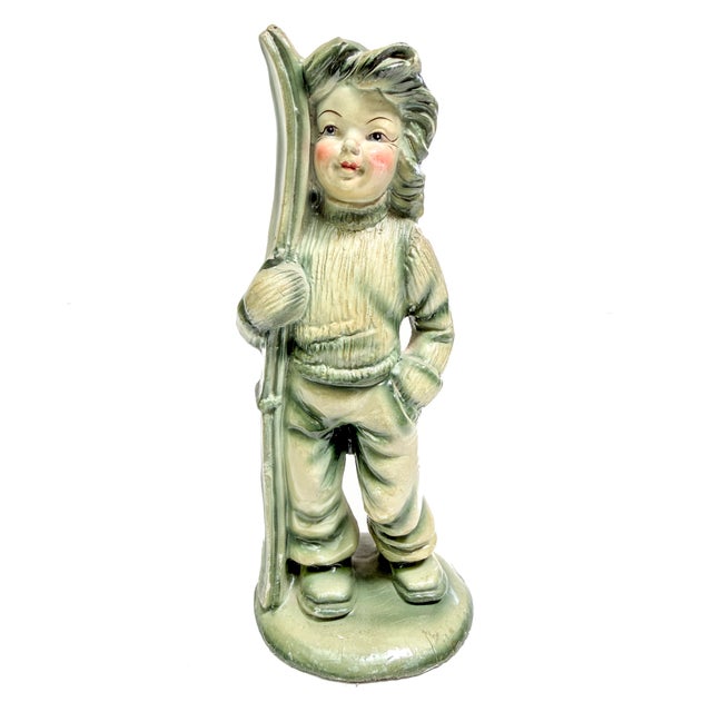 1950s Vintage Mid Century Storybook Italian Chalkware Handn Painted Children of Leisure Figurines – Set of 4 For Sale - Image 5 of 6