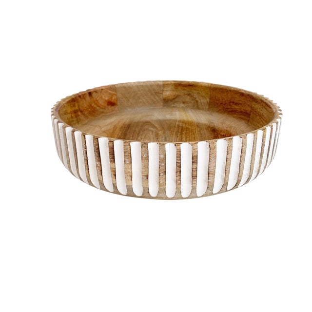 1980s Carved Wooden Bowl for Home Decor, Coffee Table Centerpiece For Sale - Image 4 of 6