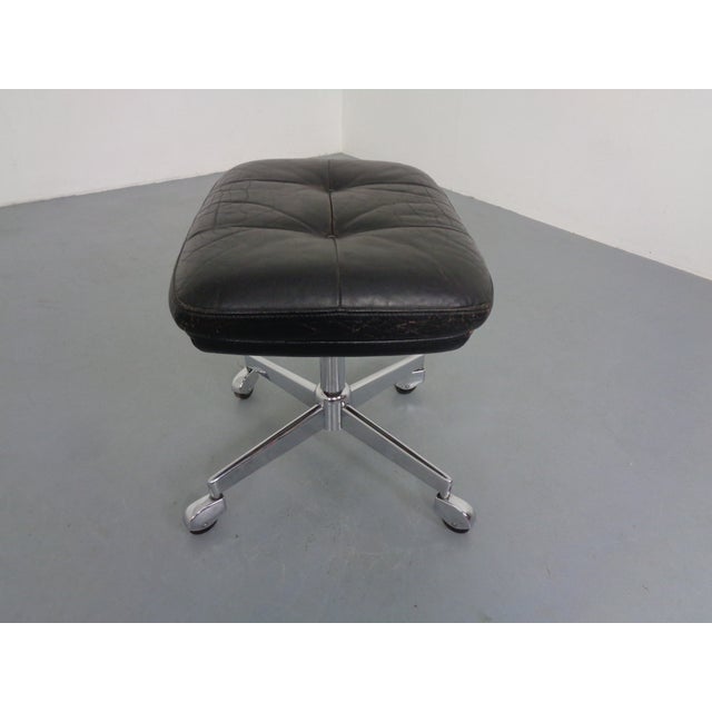 Metal Rollable and Adjustable Leather Stool, Germany, 1960s For Sale - Image 7 of 18