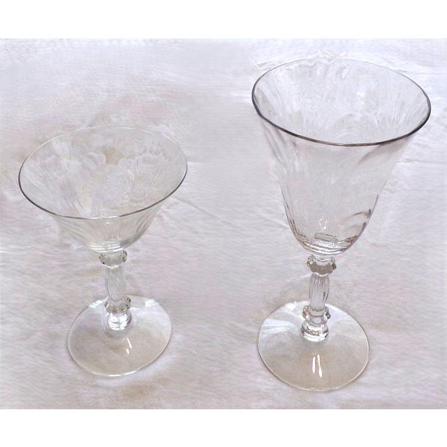 Mid 20th Century Cambridge Caprice Crystal Clear Stemmed Glasses, 10 Water and 6 Wine For Sale - Image 6 of 14