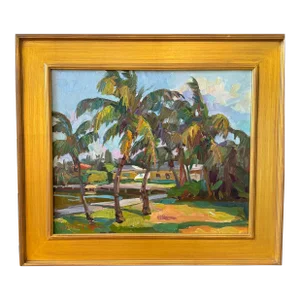 "Little Palms" Oil on canvas by James P. Kerr, Framed