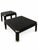 1980s Vintage Postmodern Black Marble-Look Coffee and Side Tables With Brass Accents — Set of 2 For Sale - Image 5 of 12