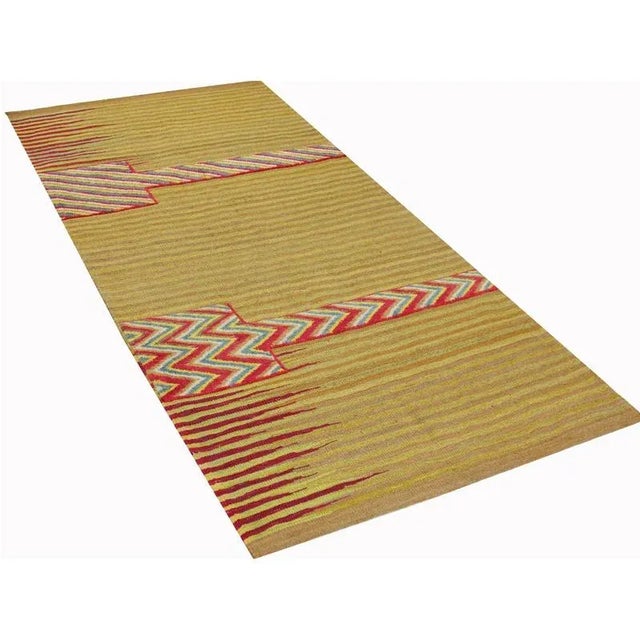 Tribal Handwoven Scandinavian Style Persian Kilim Area Rug - 3′5″ × 7′1″ For Sale - Image 3 of 7