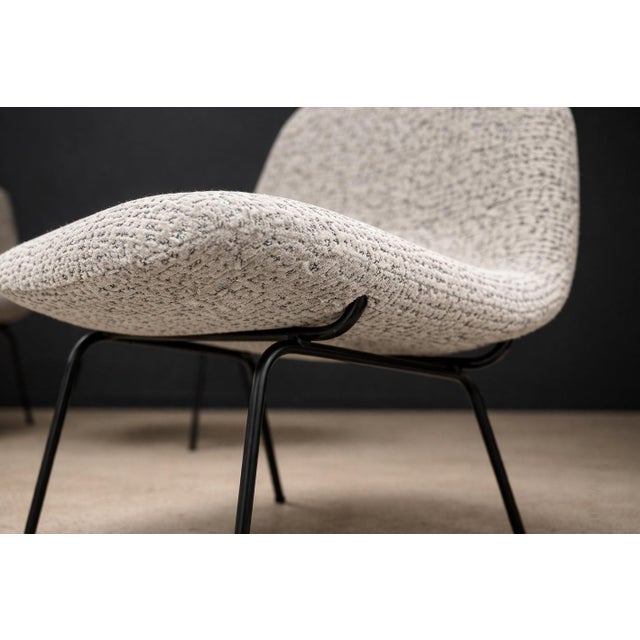 Carlo Hauner Set of Six Dining Chairs in Metal and Boucle by Carlo Hauner, Brazil, 1950s For Sale - Image 4 of 15