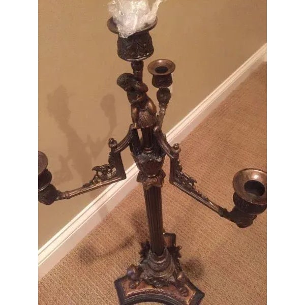 Gorgeous brass and marble candelabra. Purchased in France! Amazing Antique Piece.