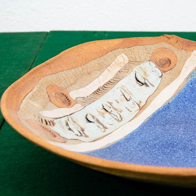 Unique Native American mid century earthenware fire and glazed. Signed underneath by unknown artist. Very unique and well...