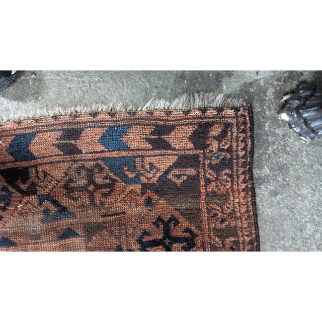 Vintage Hand Knotted Oriental Red & Black Geometric Area Rug Carpet 9' X 11' For Sale - Image 16 of 16