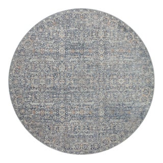 Angela Rose x Loloi Blake Rug Denim / Taupe 5'-3" x 5'-3" Round Area Rug For Sale