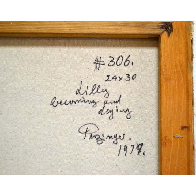 Paint 1979 Parzinger Oil on Canvas Lilly Becoming and Dying For Sale - Image 7 of 9