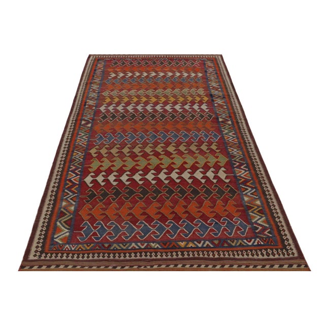 Tribal 1950s Vintage Afghani Tribal Kilim Rug With Geometric Patterns For Sale - Image 3 of 7