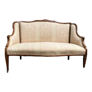 Louis XV Style Inlaid Walnut Upholstered Settee, 19th Century
