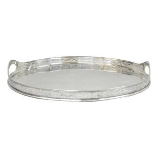 Antique English Sheffield Edwardian Silver Plated Oval Serving Platter Tray For Sale