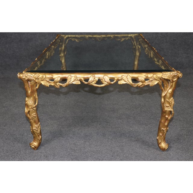 Traditional Regency Style Carved Branch and Leaf Coffee Table in the Manner of Bagues For Sale - Image 3 of 12