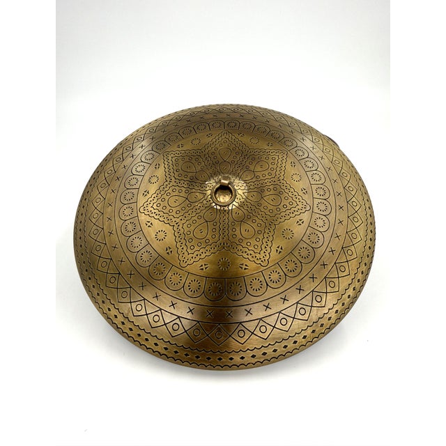 Brass Handcrafted Indian Mango Wood Round Box With Stunning Etched Brass Lid For Sale - Image 8 of 9