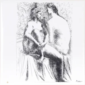 1980s "La Femme - C" Ceramic Tile After Pablo Picasso
