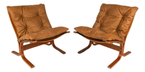 Set of Two (2) Scandinavian Mid-Century Modern "Siesta" Chairs in Leather by Igmar Relling for Westnofa, Norway, C. 1970's