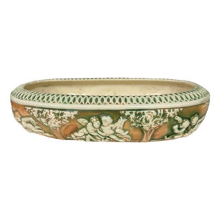 Early 1900s Rare Roseville Donatello Oval Decorative Bowl For Sale