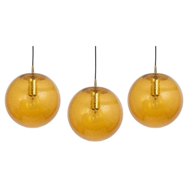 Brown Large Glass Pendant Light attributed to Peill & Putzler, Germany, 1970s For Sale - Image 8 of 8