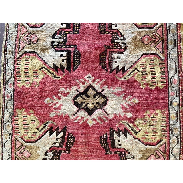 Antique Turkish Oushak Yastik Anatolian Rug, Dragon Design For Sale In Chicago - Image 6 of 7