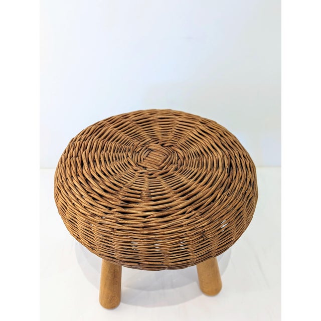 Mid-Century Tony Paul Wicker Stool | Chairish