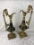 Stunning pair of vintage ornate mantle pitchers / ewers in brass. Gilt style handle tapers to meet thicker base in brown,...