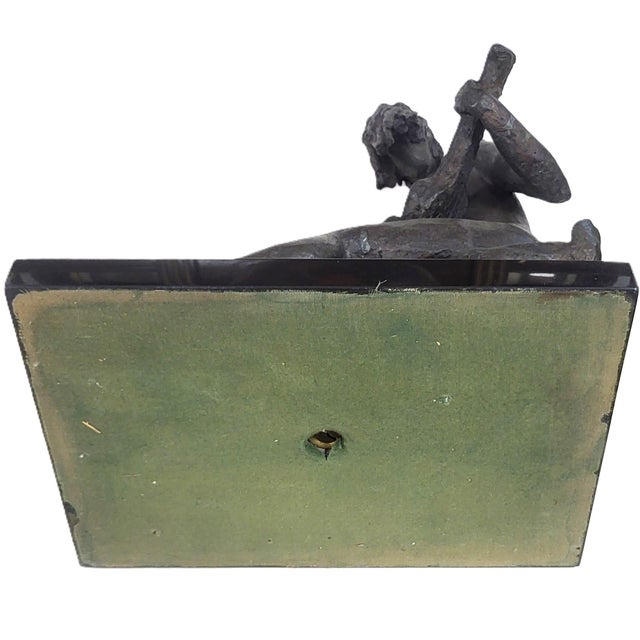 Vintage American Mid-Century Modern Bronze Sculpture Girl Playing Guitar by Weiner For Sale - Image 18 of 18