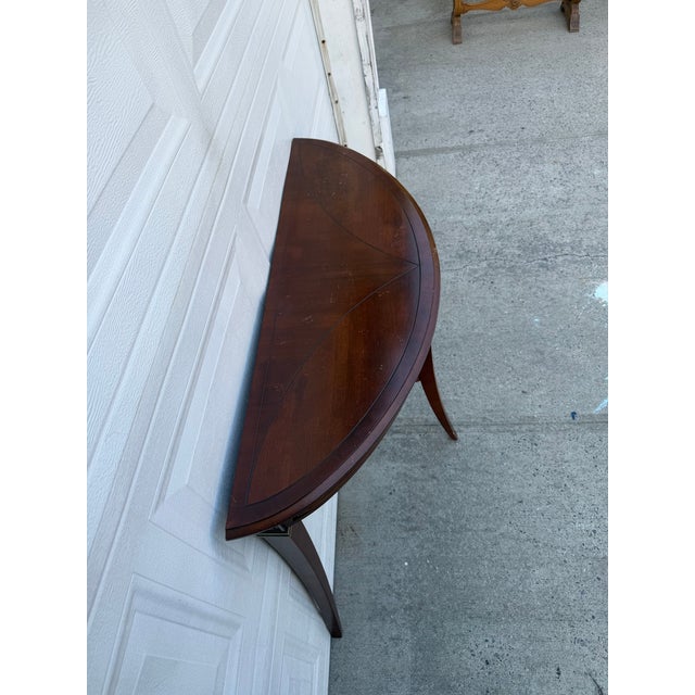 Bombay Company Neoclassical Mahogany Demilune Console Table For Sale - Image 9 of 12