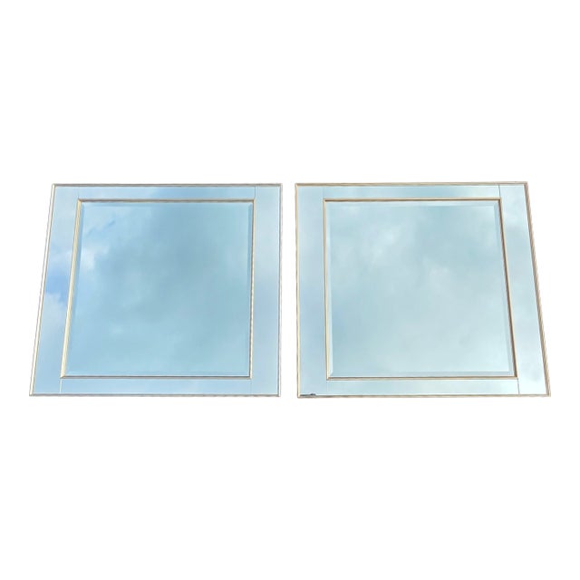 This Pair of Vintage LaBarge Beveled Wall Mirrors with Rose Gold Detailing is striking and timeless with a sophisticated...