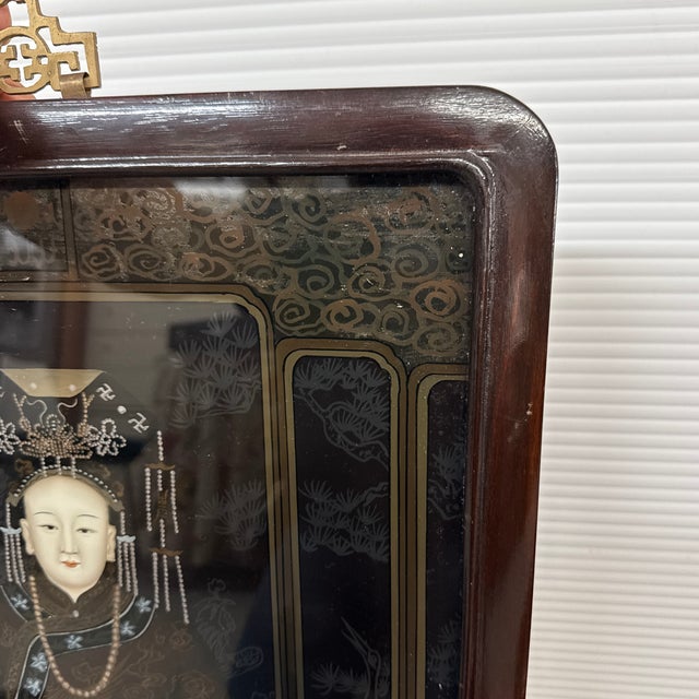 Metal Reverse Glass Painting of Emperor + Empress, Set of Two For Sale - Image 7 of 12