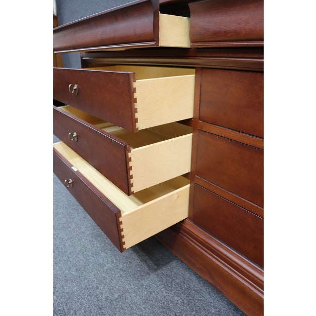 Thomasville Impressions Louis Philippe Style Cherry Dresser With Mirror For Sale - Image 11 of 13