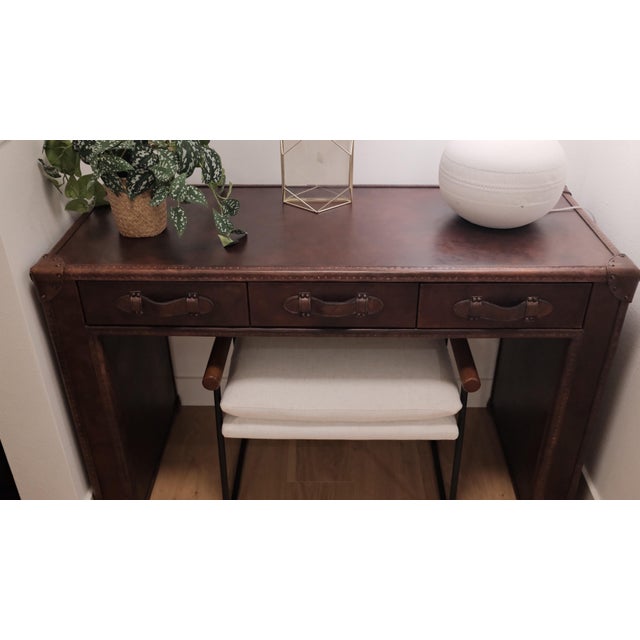 Restoration Hardware Vintage Steamer Trunk 3-Drawer Desk by Restoration Hardware For Sale - Image 4 of 12
