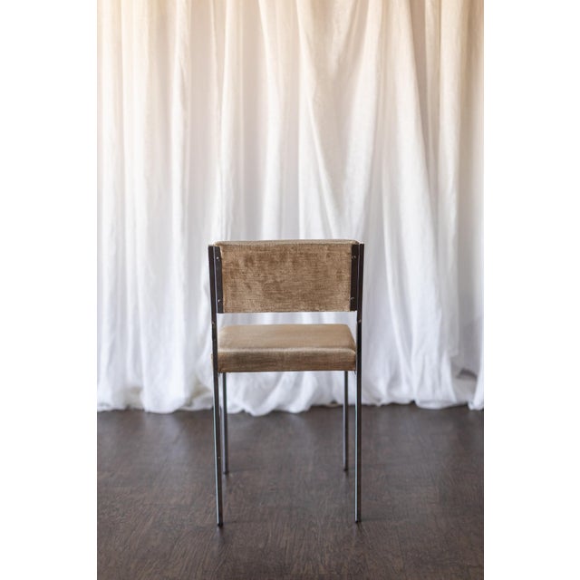 1950s 1950s Set of Six Mid Century Square Tube Chrome Dining Chairs For Sale - Image 5 of 14