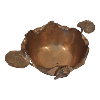 Vintage Brass Lotus Lily Pad Bowl For Sale