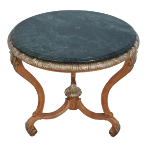 Italian Style Green Marble Top Round Lamp Table