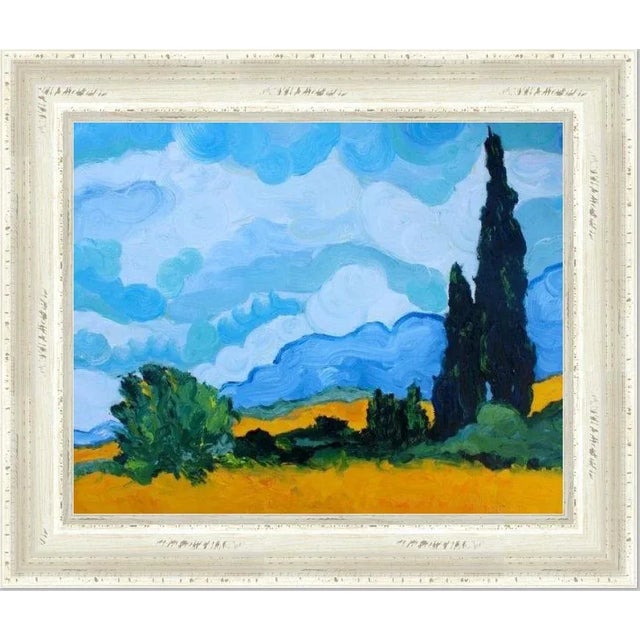 Cypress Trees After Van Gogh Oil on Canvas For Sale - Image 11 of 12
