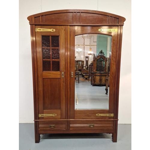 Large Art Nouveau wardrobe.Excellent quality.Mahogany, oak.Germany.1900s.Size: height 230cm; length 160cm; depth 60cm