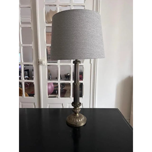 Neoclassical Brass Lamp by Maison Charles, 1950s For Sale - Image 13 of 13