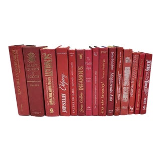 Curated Salmon Hardcover Styling Books - 15 Pieces 19" Wide For Sale