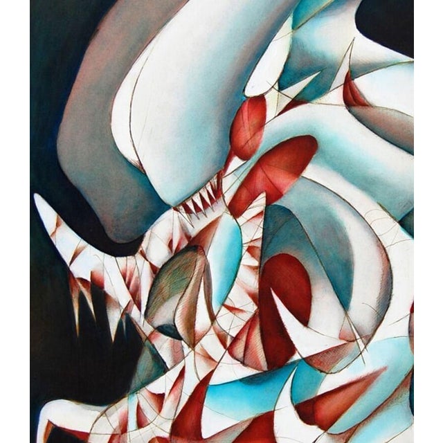"Night Creatures" presents a turbulent cluster of fractured, biomorphic forms suspended within a dark, nocturnal space....