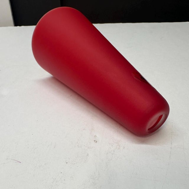 Made in France, white cased, hand blown red glass light bullet shade pendant light shade. Gorgeous subtlety in the color...