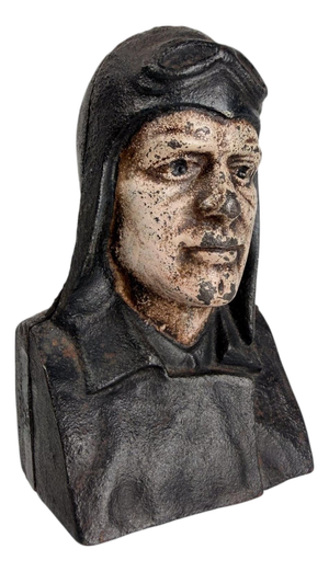 Cast Iron Charles Lindbergh Bust Money Box, 1930s