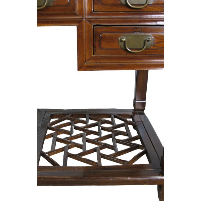 Vintage 5 Drawers With Cracked Ice Foot Rest Desk For Sale In Greensboro - Image 6 of 9