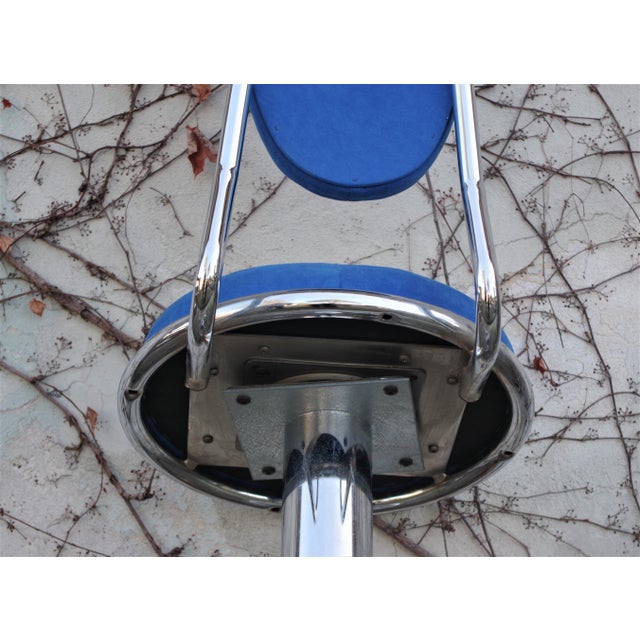 Blue Chrome Rotating Stool, 1990s For Sale - Image 8 of 18