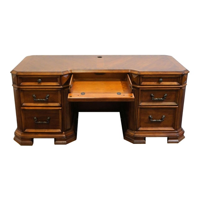Wood Home Meridian Samuel Lawrence Cherry Traditional Contemporary 71" Computer Desk / Credenza For Sale - Image 7 of 15