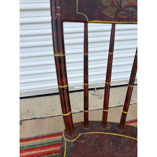 Red Antique Paint Decorated Pennsylvania Kitchen Windsor Side Chair, Circa 1850's For Sale - Image 8 of 18
