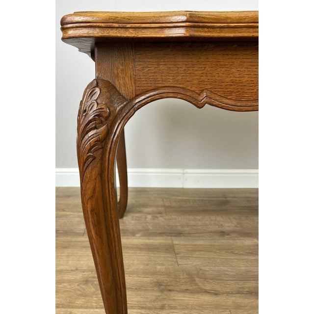 Wood French Louis XVI Extendable Dining Table in Carved Oak For Sale - Image 7 of 17
