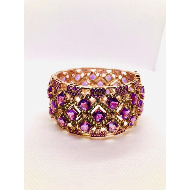Bochic "Capri" Vintage Amethyst & Peridot Bangle Set In 18K Gold & Silver For Sale - Image 17 of 18