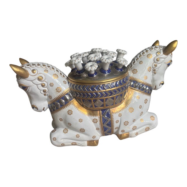 Monumental Giulia Mangani Double Horse Tulipiere For Sale